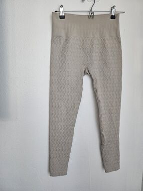 JoyLab Beige Textured High-Waist Ankle Leggings